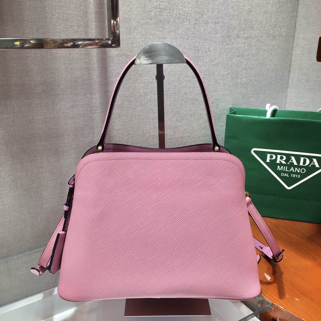 Prada Matinee Saffiano Leather Handbag Bag Tote Pink 1BA282